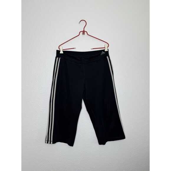 VTG Y2K Adidas Women’s Size 32 Black White 3 Stripe Capri Crop Pants See Pics - Picture 1 of 16